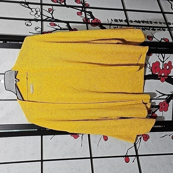 Anthropologie Mustard Yellow Knit Boxy Wide Sleeves Cardigan One Size - Picture 2 of 5